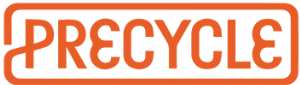 The word 'PRECYCLE' appears in large orange letters inside a rounded orange rectangular border on a black background.