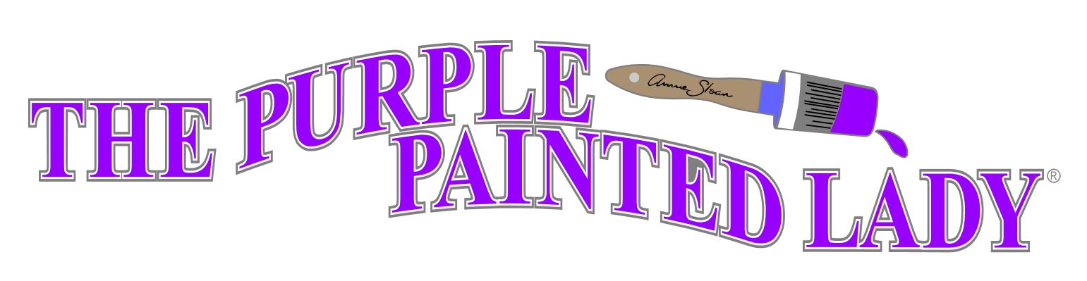 The Purple Painted Lady logo featuring stylized purple text and a paintbrush illustration on a white background.